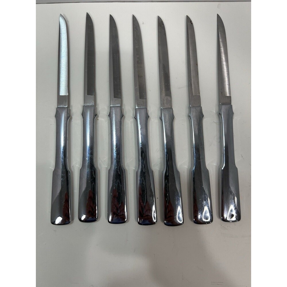 7 Towle Byfield Stainless Steel Steak Knives Discontinued 8.5” MCM 1970’s